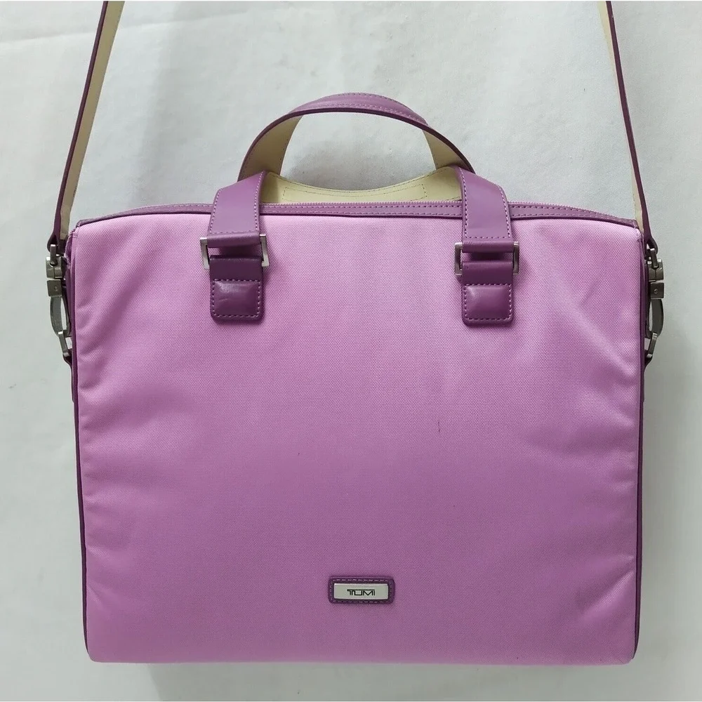 Tumi Purple Nylon Zipper Closure Messenger Laptop Crossbody Bag
